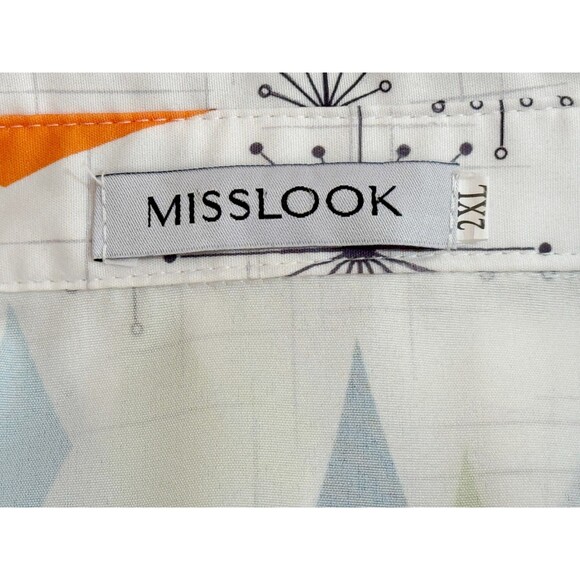 MISSLOOK Men's Short Sleeve Button Down Diamond Shaped White 2XL - Picture 4 of 6